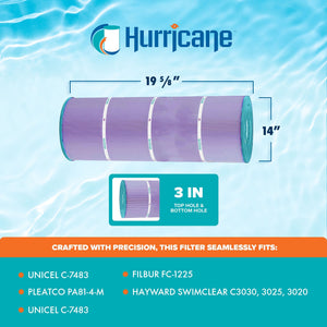 Hurricane Filters HF7483-04P Platinum Purple Pool Filter Cartridge Replacement for PA81-4-M, Unicel C-7483, Hayward C3030, and Other Models, 4-Pack