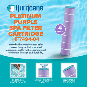 Hurricane 4 Pack HF7494-04P Purple Platinum Pool Filter Cartridge Replacement