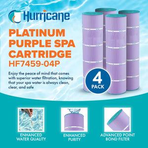 Hurricane 4 Pack HF7459-04P Platinum Purple Pool Filter Cartridge Replacement