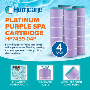 Hurricane 4 Pack HF7459-04P Platinum Purple Pool Filter Cartridge Replacement