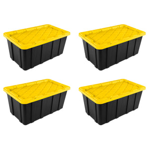 Sterilite 38 Gallon Industrial Stackable Storage Tote Lidded Containers, 4 Pack - TRAPSKI