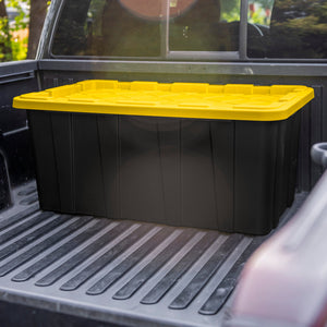 Sterilite 38 Gallon Industrial Stackable Storage Tote Lidded Containers, 4 Pack - TRAPSKI