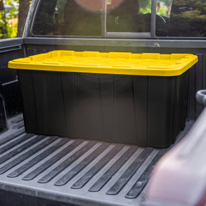 Sterilite 38 Gallon Industrial Stackable Storage Tote Lidded Containers, 8 Pack