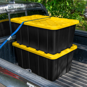 Sterilite 38 Gallon Industrial Stackable Storage Tote Lidded Containers, 4 Pack - TRAPSKI