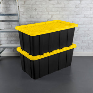 Sterilite 38 Gallon Industrial Stackable Storage Tote Lidded Containers, 4 Pack - TRAPSKI