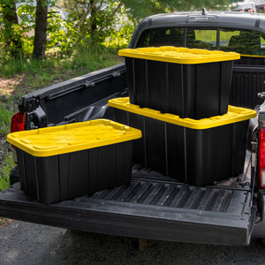 Sterilite 38 Gallon Industrial Stackable Storage Tote Lidded Containers, 4 Pack - TRAPSKI