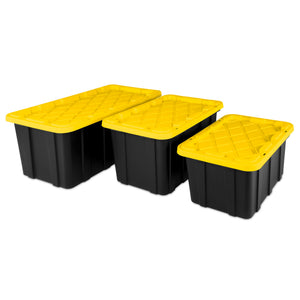 Sterilite 38 Gallon Industrial Stackable Storage Tote Lidded Containers, 4 Pack - TRAPSKI