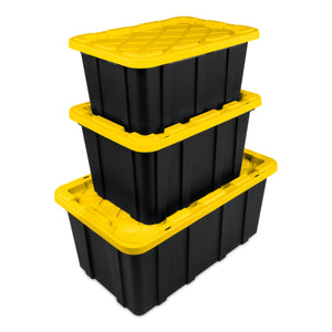 Sterilite 38 Gallon Industrial Stackable Storage Tote Lidded Containers, 4 Pack - TRAPSKI
