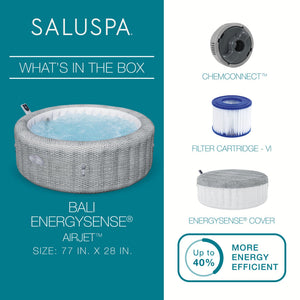 Bestway SaluSpa Bali Smart AirJet Inflatable Hot Tub w/ EnergySense Cover, Gray