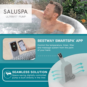 Bestway SaluSpa Bali Smart AirJet Inflatable Hot Tub w/ EnergySense Cover, Gray