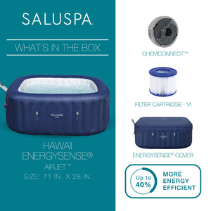 Bestway SaluSpa Hawaii Smart AirJet Inflatable Hot Tub with EnergySense Cover