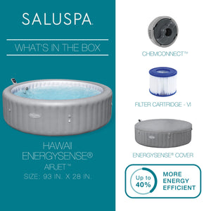 Bestway SaluSpa Hawaii Smart AirJet Inflatable Hot Tub with EnergySense Cover