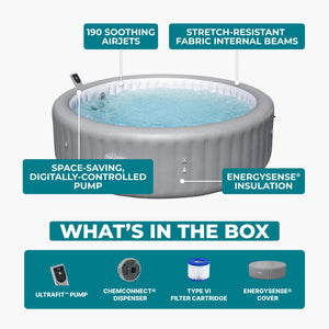 Bestway SaluSpa Hawaii Smart AirJet Inflatable Hot Tub with EnergySense Cover