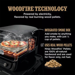 Ninja 8-in-1 Electric Programmable Metal Woodfire Pizza Oven w/ Timer, Navy (Certified Refurbished)