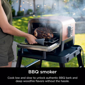 Ninja 8-in-1 Electric Programmable Metal Woodfire Pizza Oven w/ Timer, Pine (Certified Refurbished)