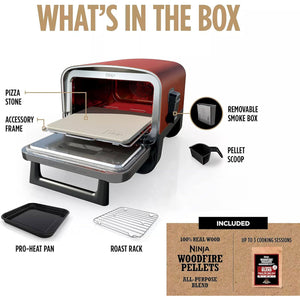 Ninja 8-in-1 Electric Programmable Metal Woodfire Pizza Oven w/ Timer, Pine (Certified Refurbished)