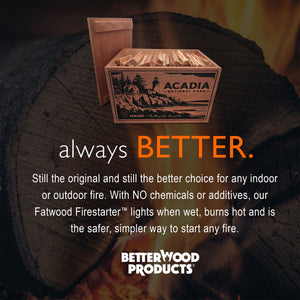 Better Wood Products Protect the Parks Fatwood Firestarter Sticks, Acadia Box