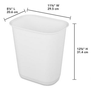 Sterilite 3 Gallon Rectangular Wastebasket Small Home Trash Bin, 24 Pack, White
