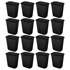 Sterilite 3 Gallon Rectangular Wastebasket Small Home Trash Bin, 16 Pack, Black