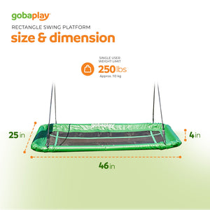 gobaplay Rectangle Tree Swing, 46" x 25" Platform (Swingset Frame Not Included)