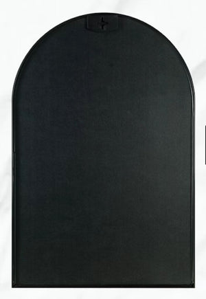 24x36 Inch Black Metal Framed Arched Bathroom Mirror
