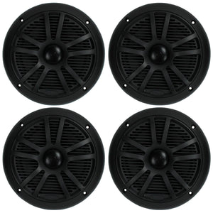 BOSS 6.5" 360W Dual Cone Black Marine Boat Outdoor Audio Speakers, 4pk | MR6B - TRAPSKI