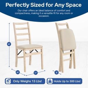 Stakmore Shaker Ladderback Upholstered Folding Chairs, Set of 2, Unfinished