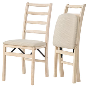 Stakmore Shaker Ladderback Upholstered Folding Chairs, Set of 2, Unfinished