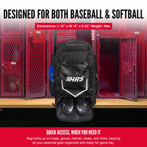 Hit Run Steal Bat Bag Backpack, Holds 4 Bats, Glove, and Helmet, Black Camo - TRAPSKI