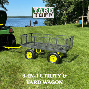Yard Tuff 3-in-1 Dual Side Dump Wagon with Fold Down Sides and 1000 lb. Capacity