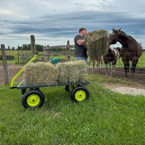 Yard Tuff Jumbo Wagon Steel Mesh Deck Utility Outdoor Yard Cart, 34 x 52 Inch