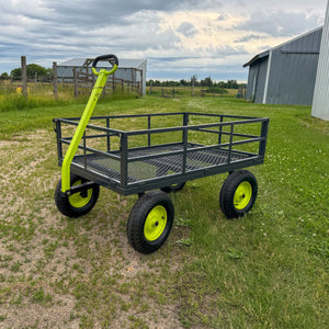 Yard Tuff Jumbo Wagon Steel Mesh Deck Utility Outdoor Yard Cart, 34 x 52 Inch