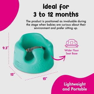 Bumbo Baby Soft Foam Wide Floor Seat w/3 Point Adjustable Harness, 3 Pack, Aqua
