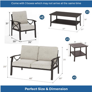 Patio Furniture Set with Coffee Table and Cushions for Backyard