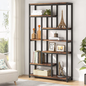 Extra Tall 7 Tier Industrial Etagere Bookcase with 10 Shelves Organizer