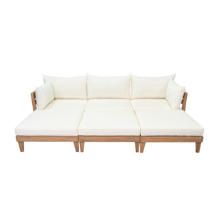 TOPMAX Outdoor Large Daybed Acacia Wood 6-Piece Patio Sofa Set