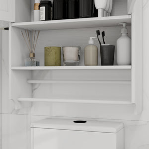 Bathroom Wall Cabinet with Doors, Adjustable Shelf, Towel Bar, and Paper Holder