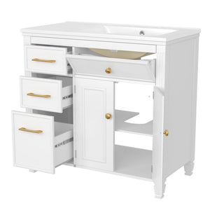 Modern Bathroom Vanity With Ceramic Sink, Freestanding
