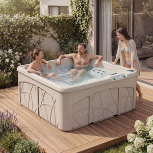 Lifesmart Spas 5 Person Plug and Play 28 Jet LED Outdoor Hot Tub, LS350DX, Sand