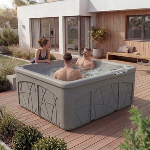 Lifesmart Spas 5 Person Plug and Play 28 Jet LED Outdoor Hot Tub, LS350DX, Taupe