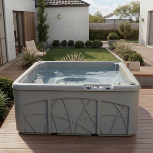 Lifesmart Spas 5 Person Plug and Play 28 Jet LED Outdoor Hot Tub, LS350DX, Taupe