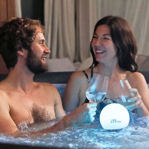MSpa Round Inflatable Bubble Spa, 4 to 6 Person Hot Tub with LED Lights, Aurora
