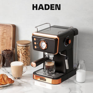Haden Barista Brew Espresso Coffee Machine 20-Bar Espresso Maker, Black & Copper