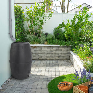Tierra Verde Knock Down Rain Barrel with Rust Proof Brass Spigot, 39 Gal, Black