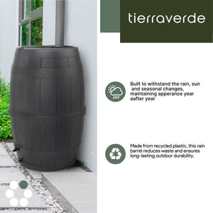 Tierra Verde Knock Down Rain Barrel with Rust Proof Brass Spigot, 39 Gal, Black