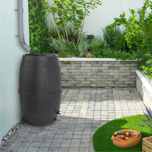 Tierra Verde Knock Down Rain Barrel with Rust Proof Brass Spigot, 39 Gal, Black