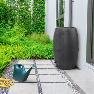 Tierra Verde Knock Down Rain Barrel with Rust Proof Brass Spigot, 39 Gal, Black