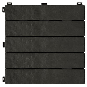 TierraVerde 12x12" Interlocking Outdoor Balcony Deck Tiles, 24-Pack, Slate Black