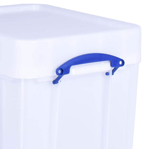 Really Useful Box 35 Liter Extra Strong Plastic Storage Box with XL Lid, 4 Pack