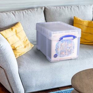 Really Useful Box 35 Liters Transparent Storage Container with Snap Lid, 6 Pack